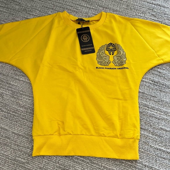 Black Pharaoh Original Embellished Angel Wing Short Set in Yellow 🆕 - Picture 2 of 4